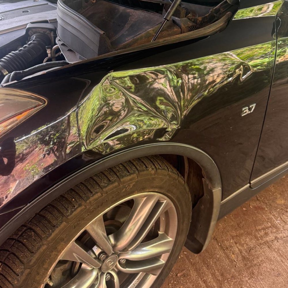 Before: Deep Fender Crease